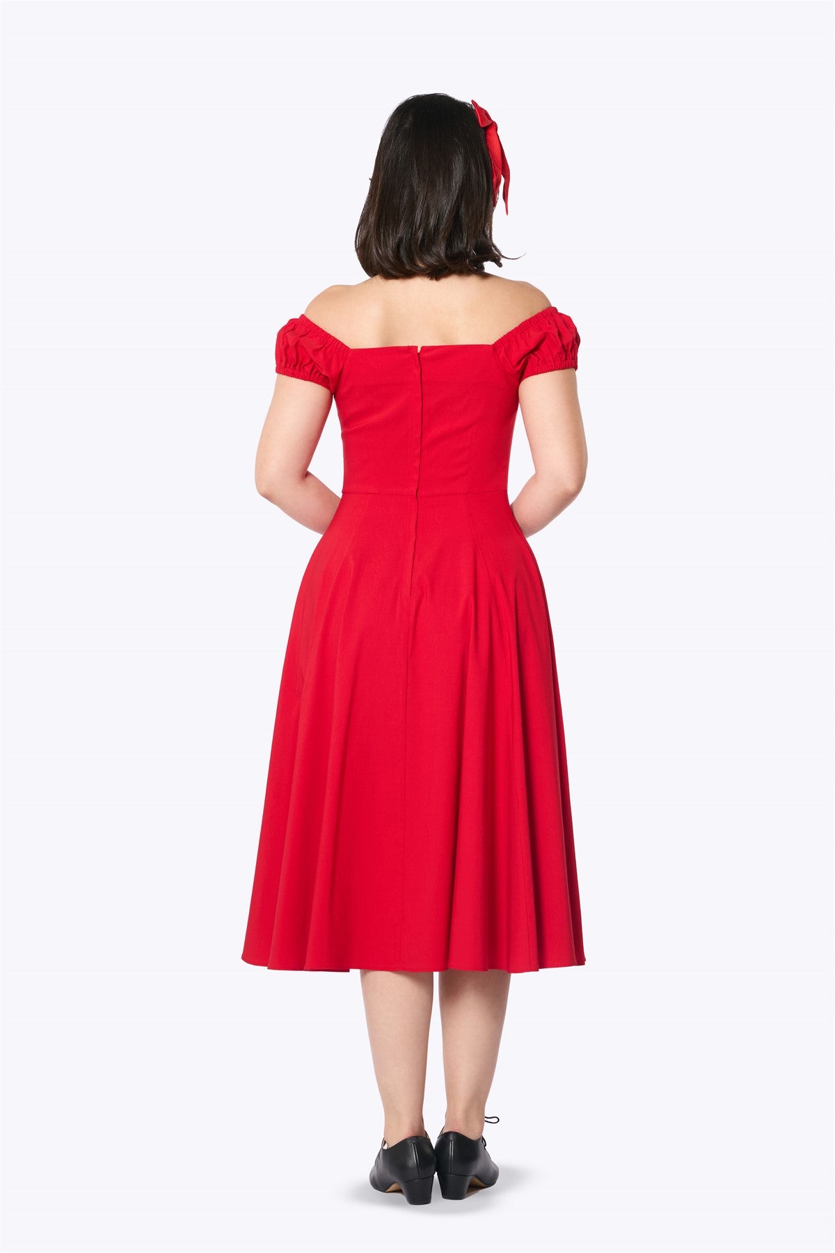 COLLECTIF Female Classic Dolores Velvet Heart Detail Dress, Red, UK 14