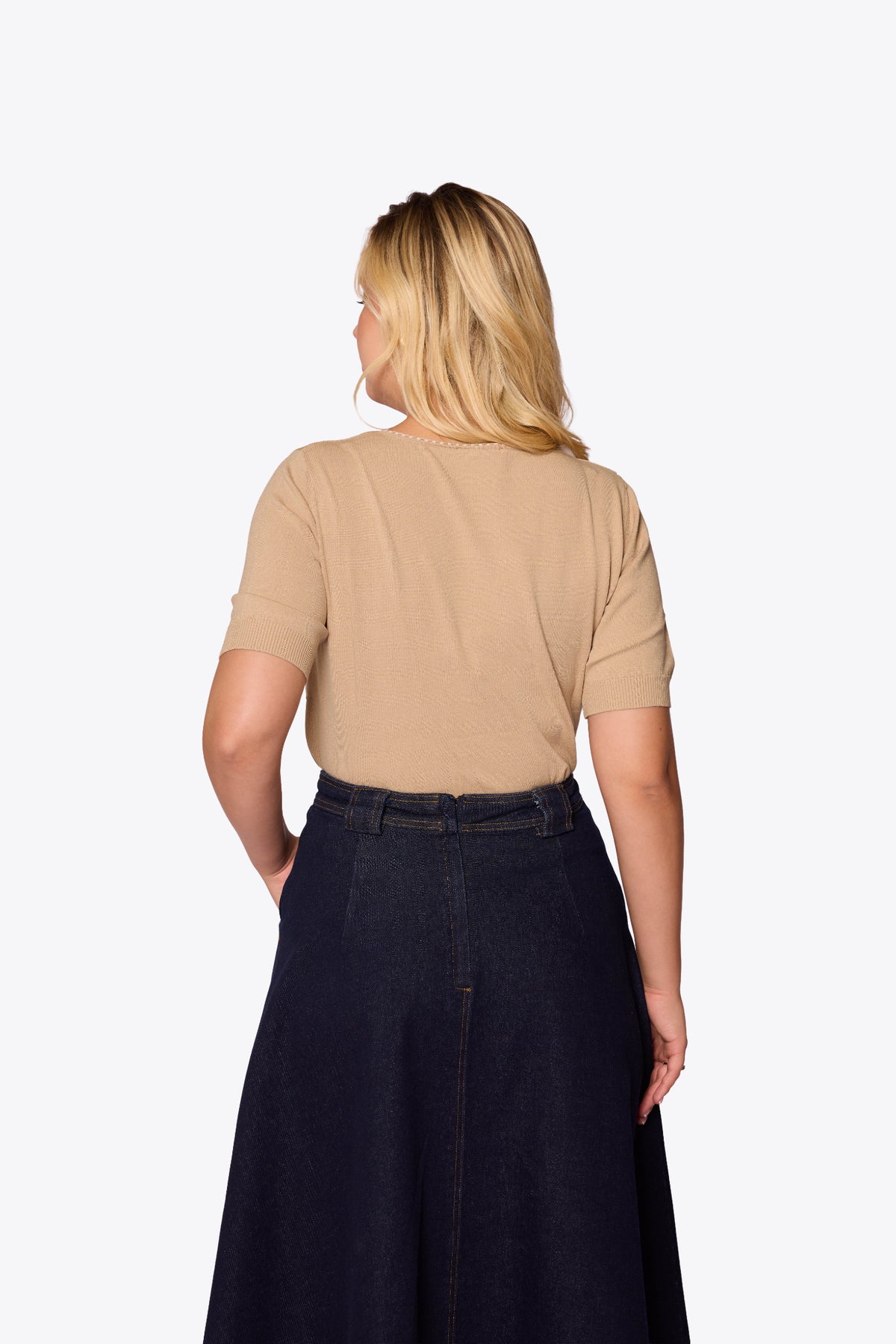 Viola Embroidered Diamond Knit Mink Top