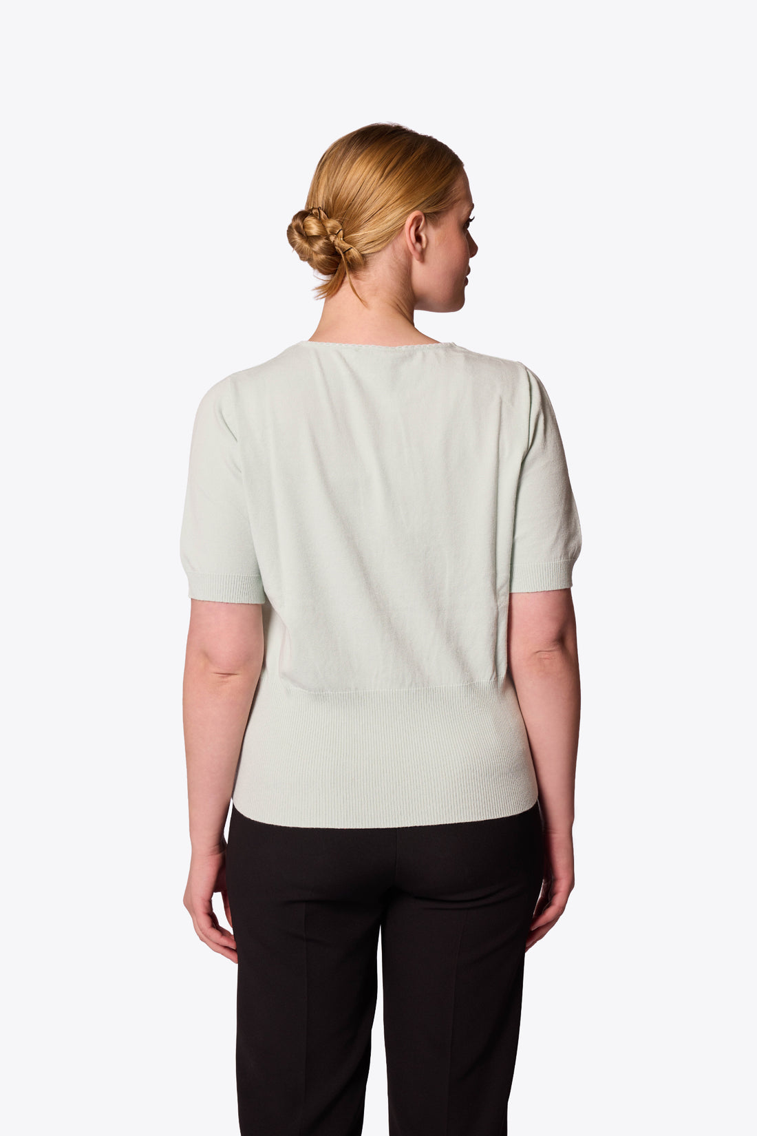 Viola Embroidered Diamond Knit Mint Top