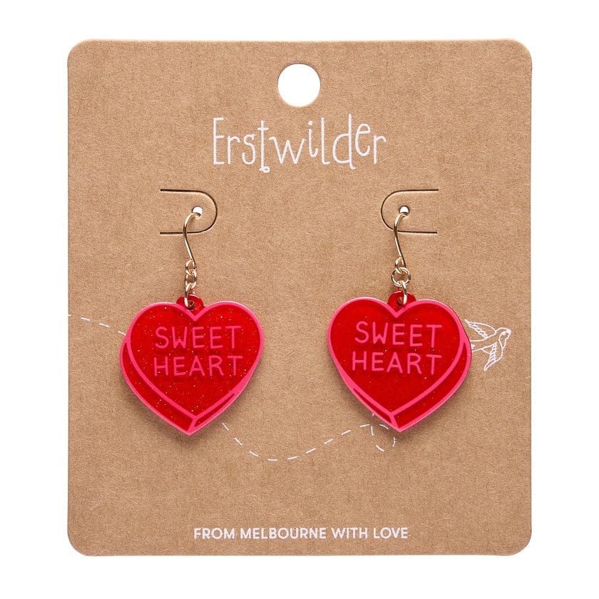 Candy Heart Drop Earrings – Red