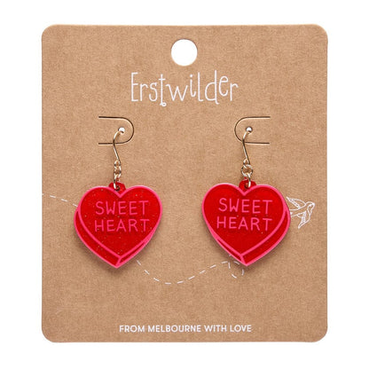 Candy Heart Drop Earrings – Red