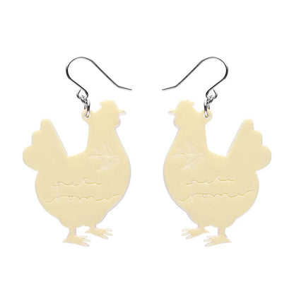 Clara the Chicken Drop Earrings