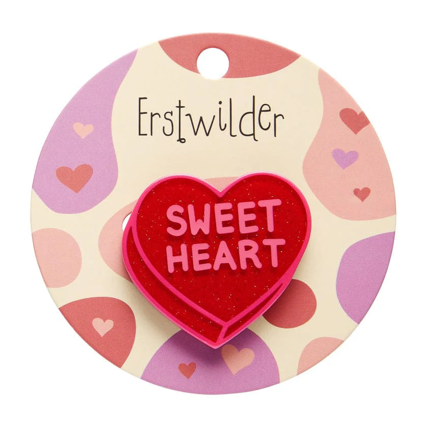 Erstwilder Candy Heart Simplified Mini Brooch – Red