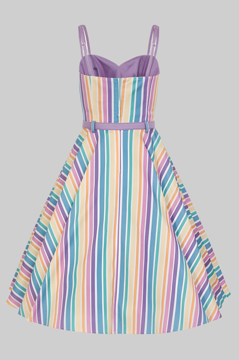 Nova Rainbow Stripes Swing Dress