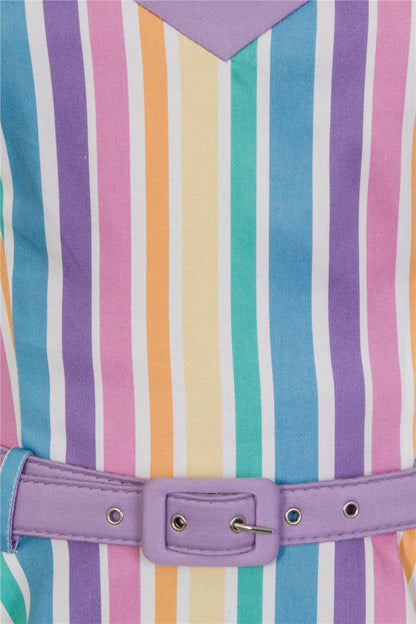 Nova Rainbow Stripes Swing Dress