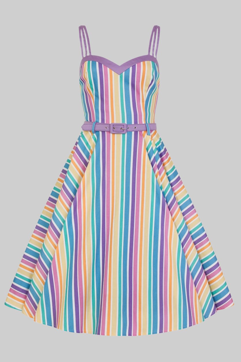Nova Rainbow Stripes Swing Dress