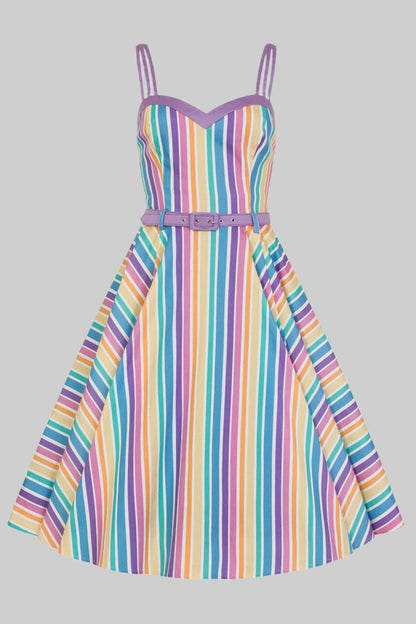 Nova Rainbow Stripes Swing Dress