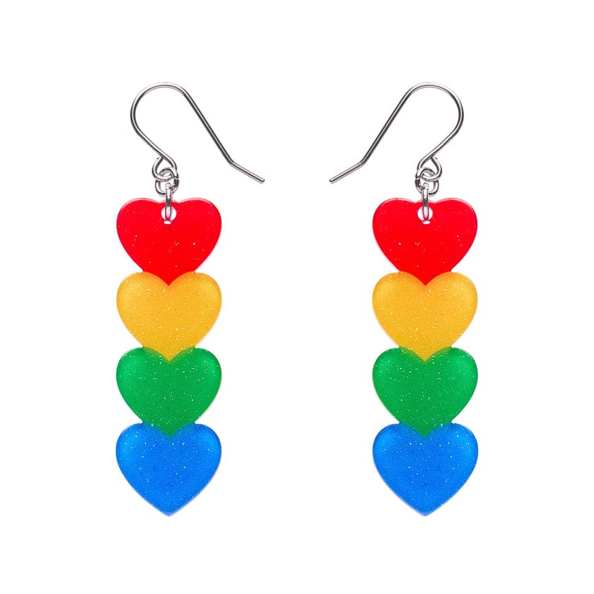 Rainbow Hearts Drop Earrings