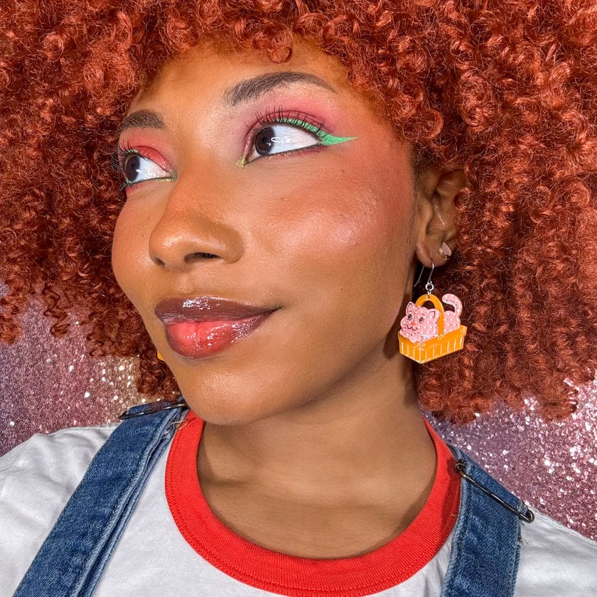 Erstwilder Cozy Custard Cat Earings