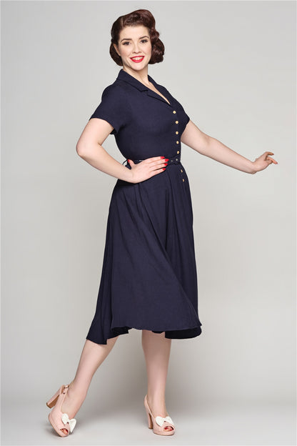 Caterina Linen Blend Swing Dress