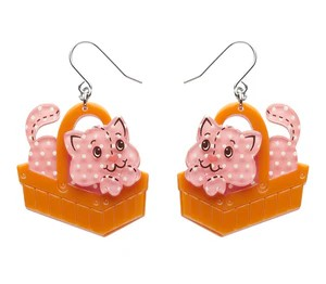 Erstwilder Cozy Custard Cat Earings