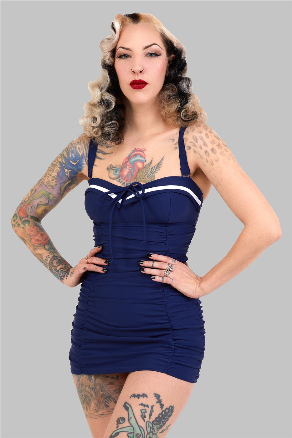 Sailor Folded Collar Swimsuit