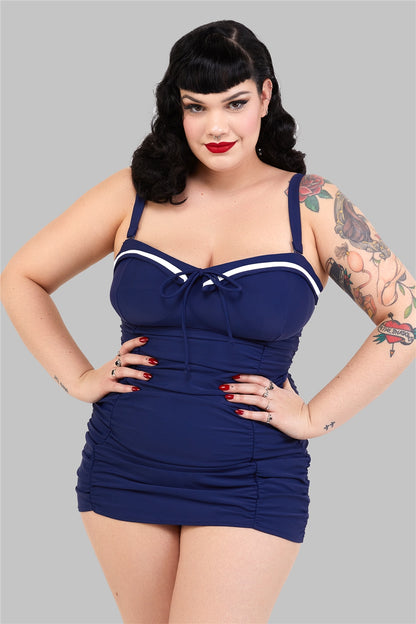 Sailor Folded Collar Swimsuit