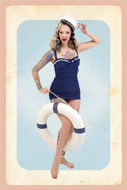 Sailor Folded Collar Swimsuit