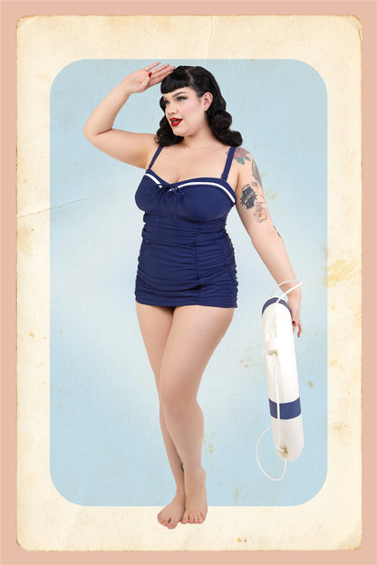 Sailor Folded Collar Swimsuit