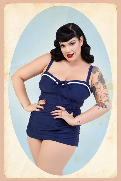 Sailor Folded Collar Swimsuit
