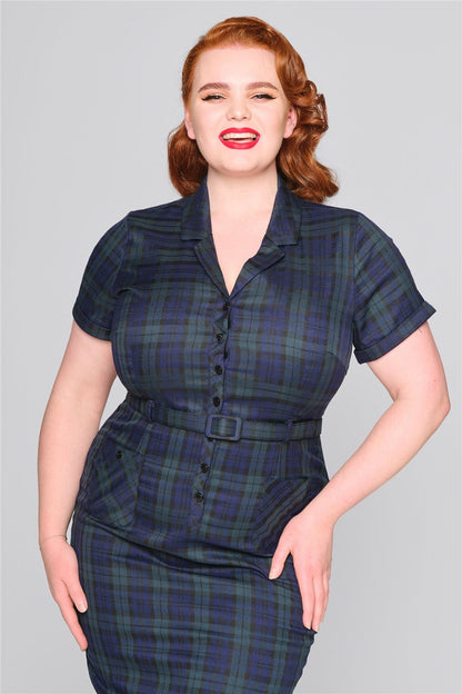 Caterina Blackwatch Check Pencil Dress