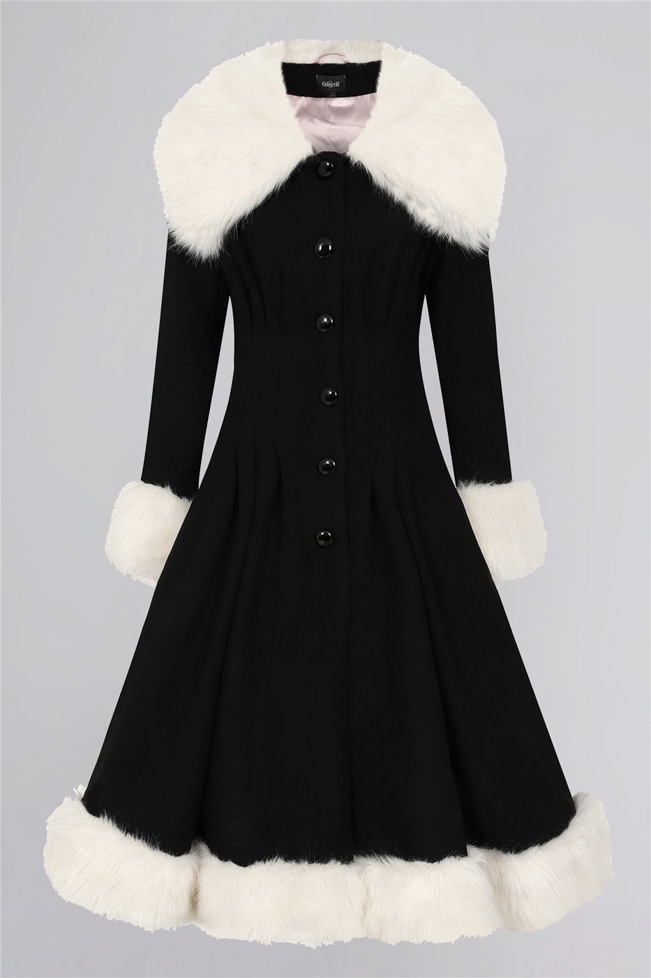 Classic Black White Pearl Coat Collectif Vintage - Main Image