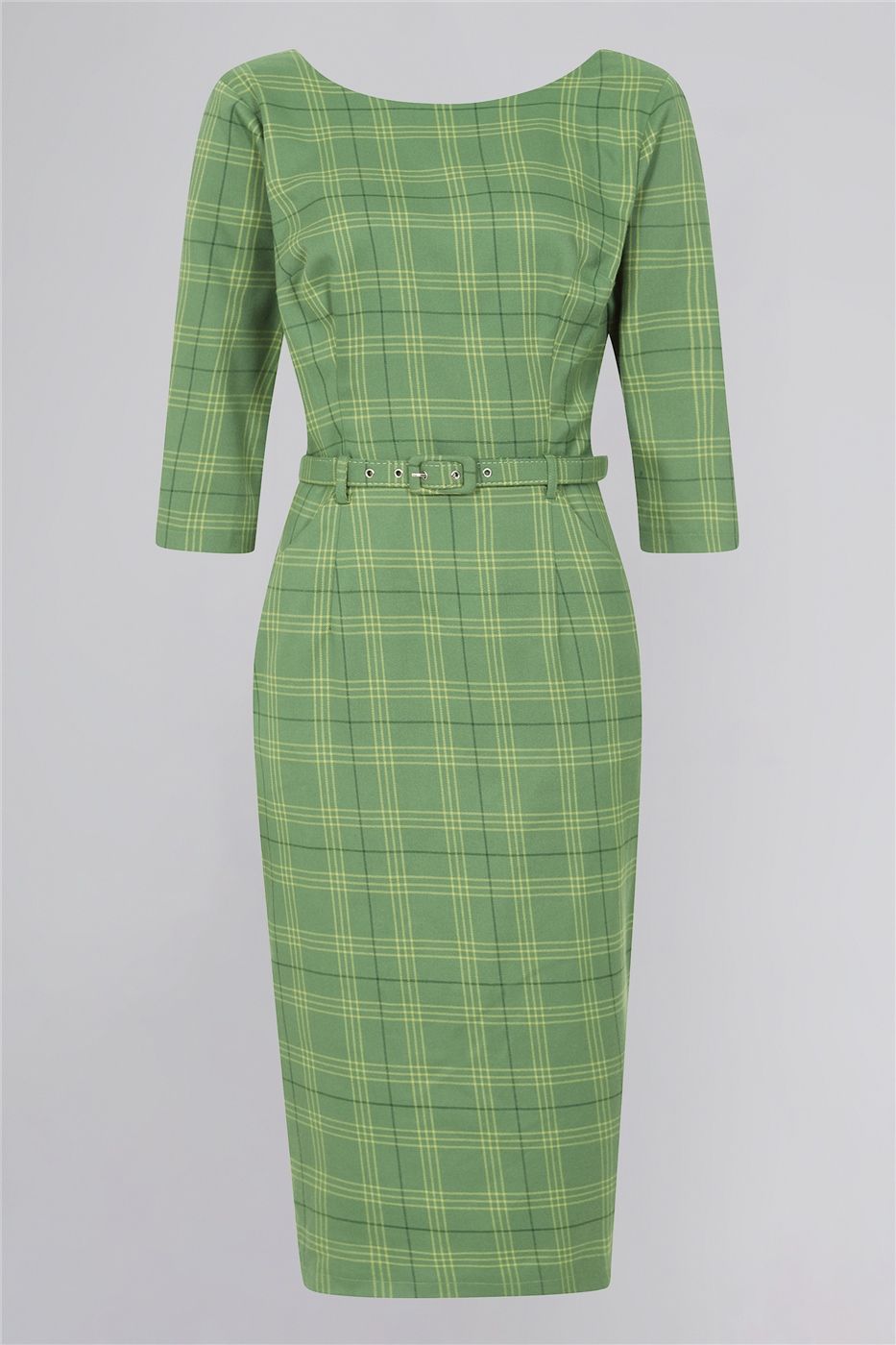 Adeline Leaf Check Pencil Dress