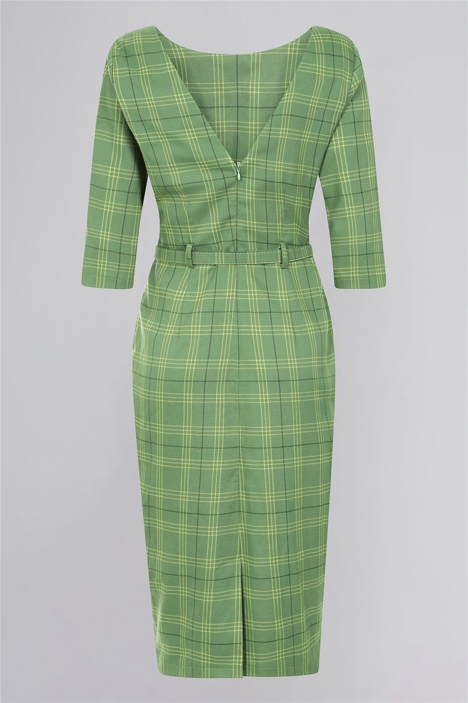 Adeline Leaf Check Pencil Dress