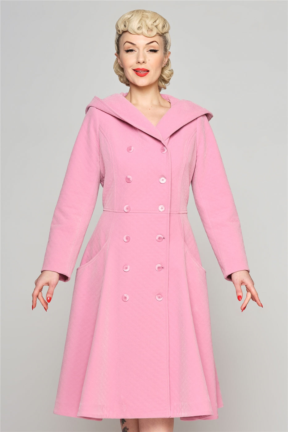 Heather Quilted-Velvet Hooded Coat