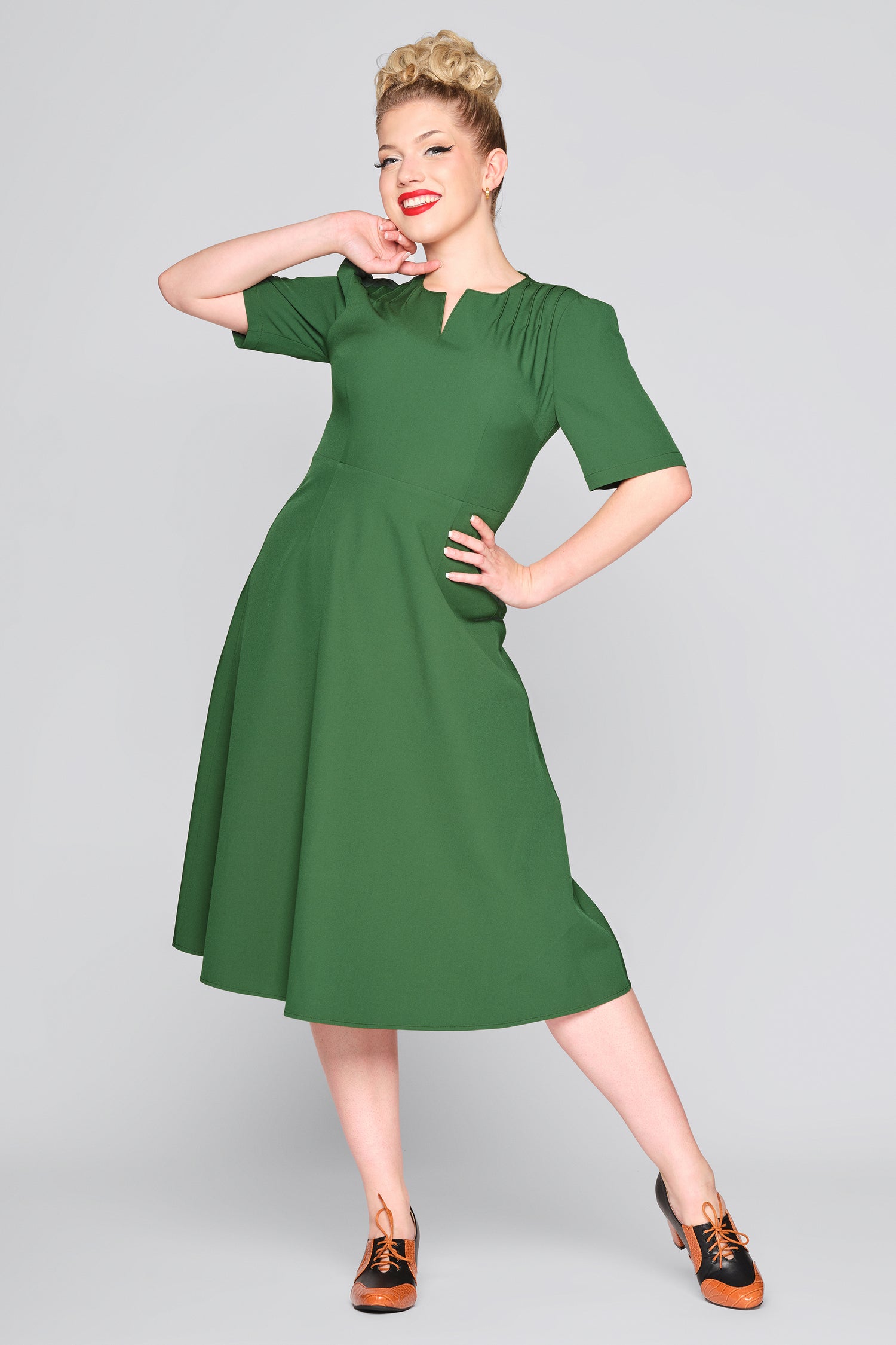 collectif green dress collectif Mainline Ingrid Fishtail Dress