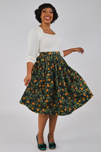 Jasmine Pansies Swing Skirt | Collectif Vintage