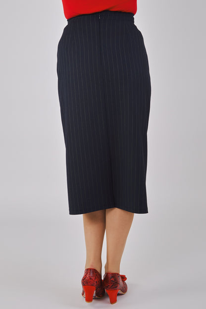 Posey Navy Pinstripe Pencil Skirt