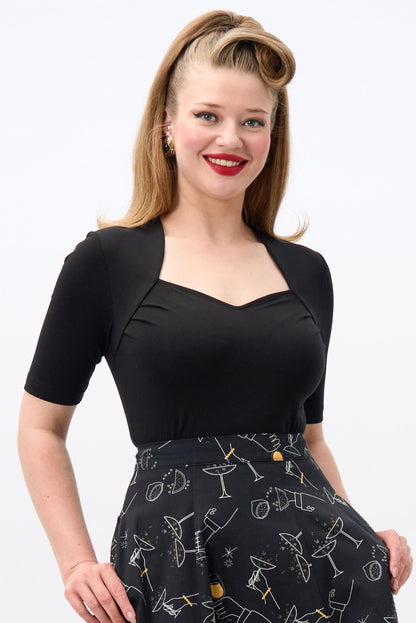 Sweetheart Black Jersey Top
