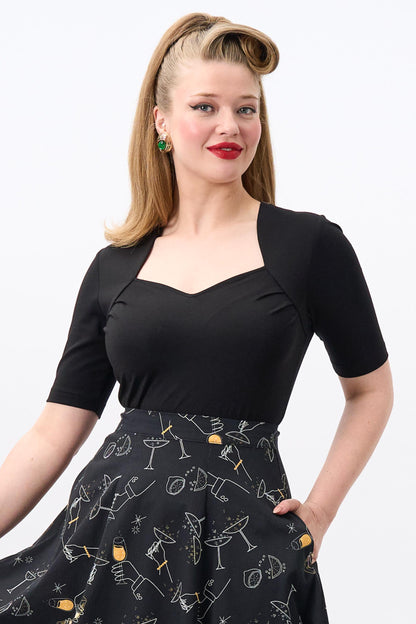 Sweetheart Black Jersey Top