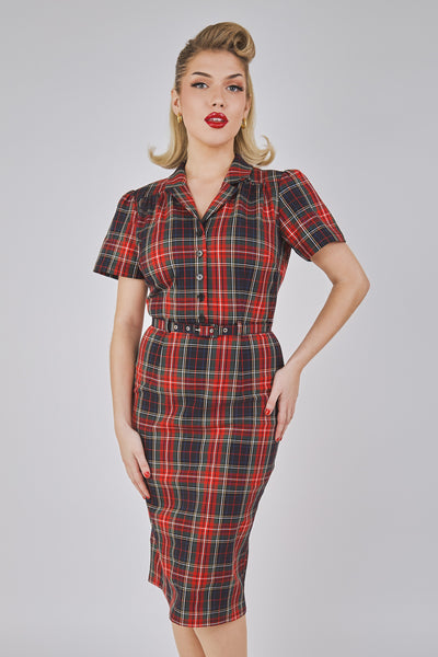 Alexandrea Classic Check Pencil Dress | Collectif Vintage