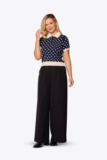 Peggy Polka Dot Polo Navy Knit