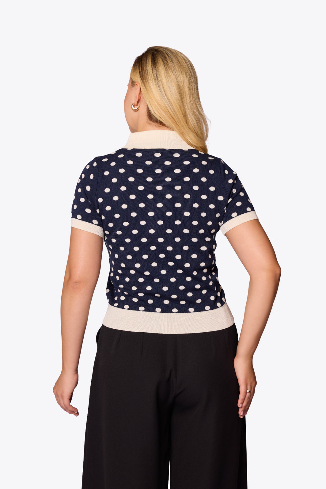 Peggy Polka Dot Polo Navy Knit
