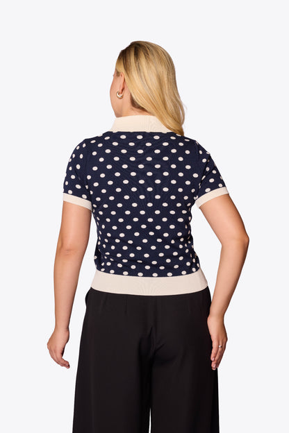 Peggy Polka Dot Polo Navy Knit