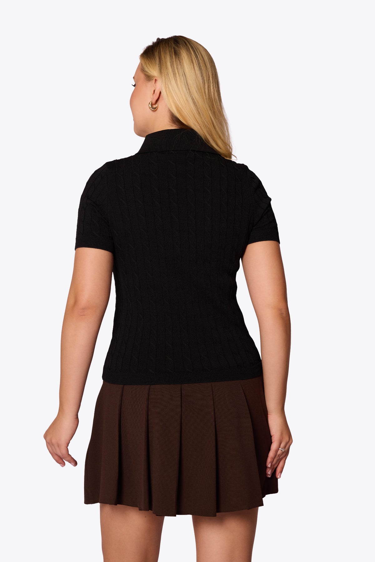 Mabel Cable Polo Black Knit