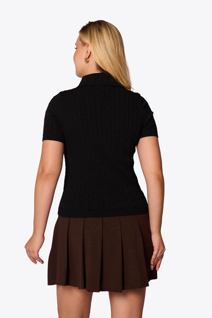 Mabel Cable Polo Black Knit