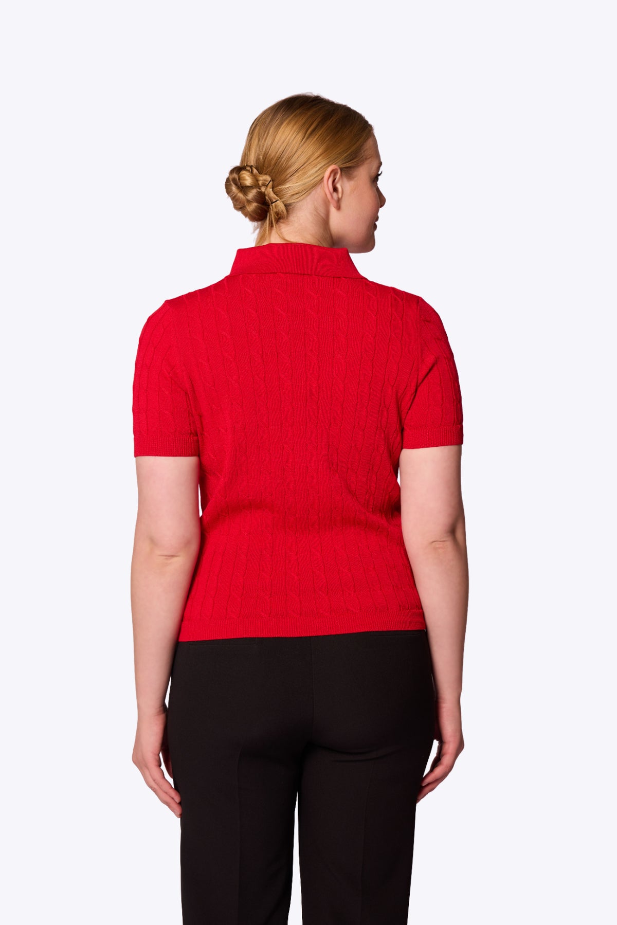 Mabel Cable Polo Red Knit