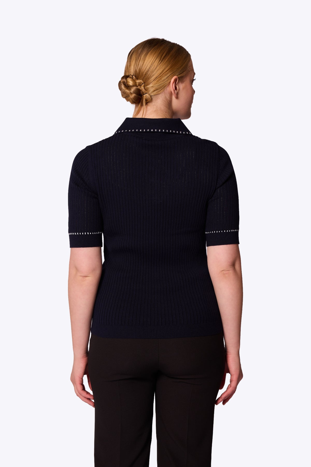 Peggy Stitch Pocket Polo Navy Top