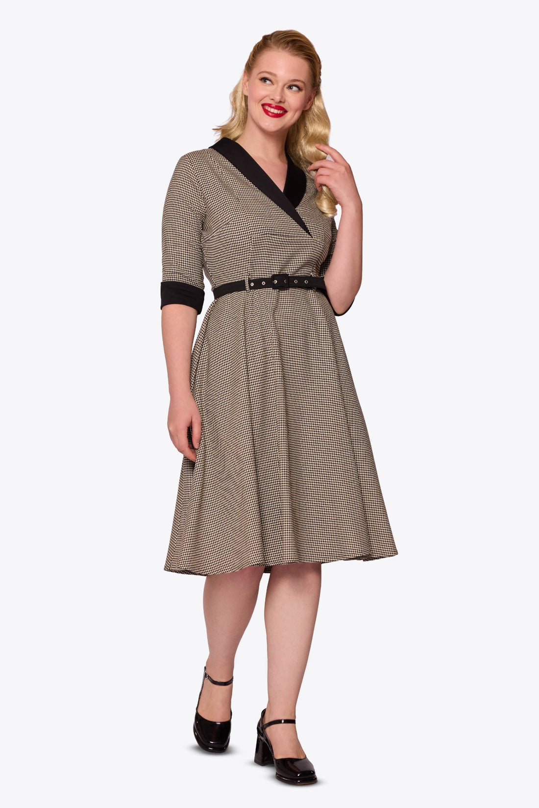 Margaret Classic Houndstooth Flared Dress