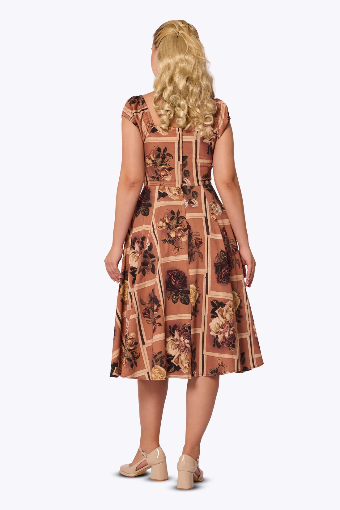 Dolores Framed Roses Doll Brown Dress