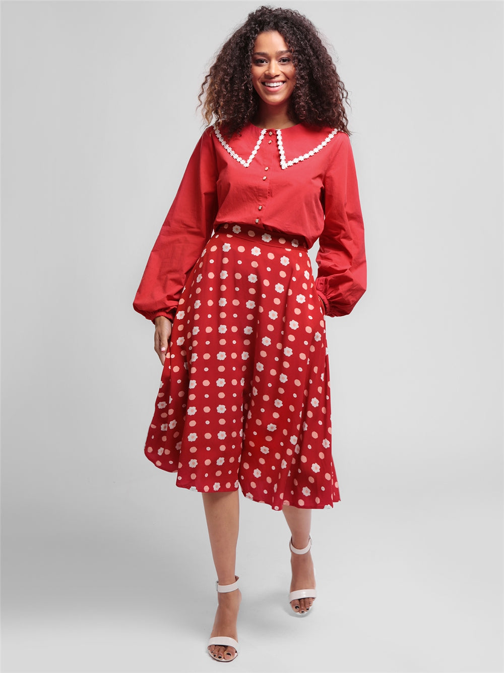 Carrie Polka Floral Skirt