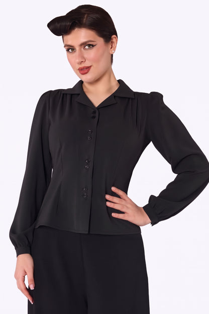 Pepper 40s Blouse Jet Black