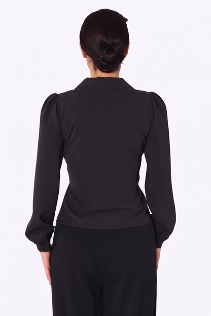 Pepper 40s Blouse Jet Black