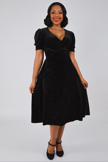Cassandra Velvet Sparkle Wrap Dress | Collectif Vintage Cassandra Velvet Sparkle Wrap Dress | Collectif Vintage