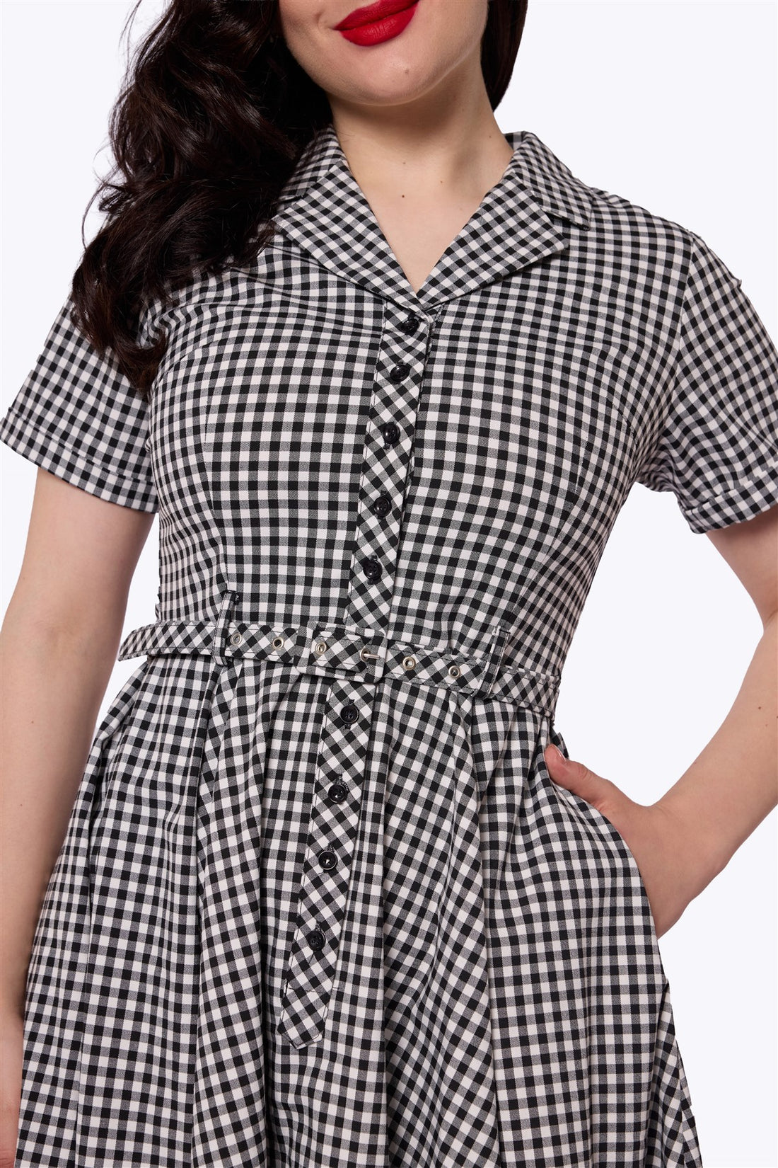 Caterina Black Gingham Swing Dress
