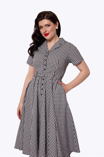 Caterina Black Gingham Swing Dress