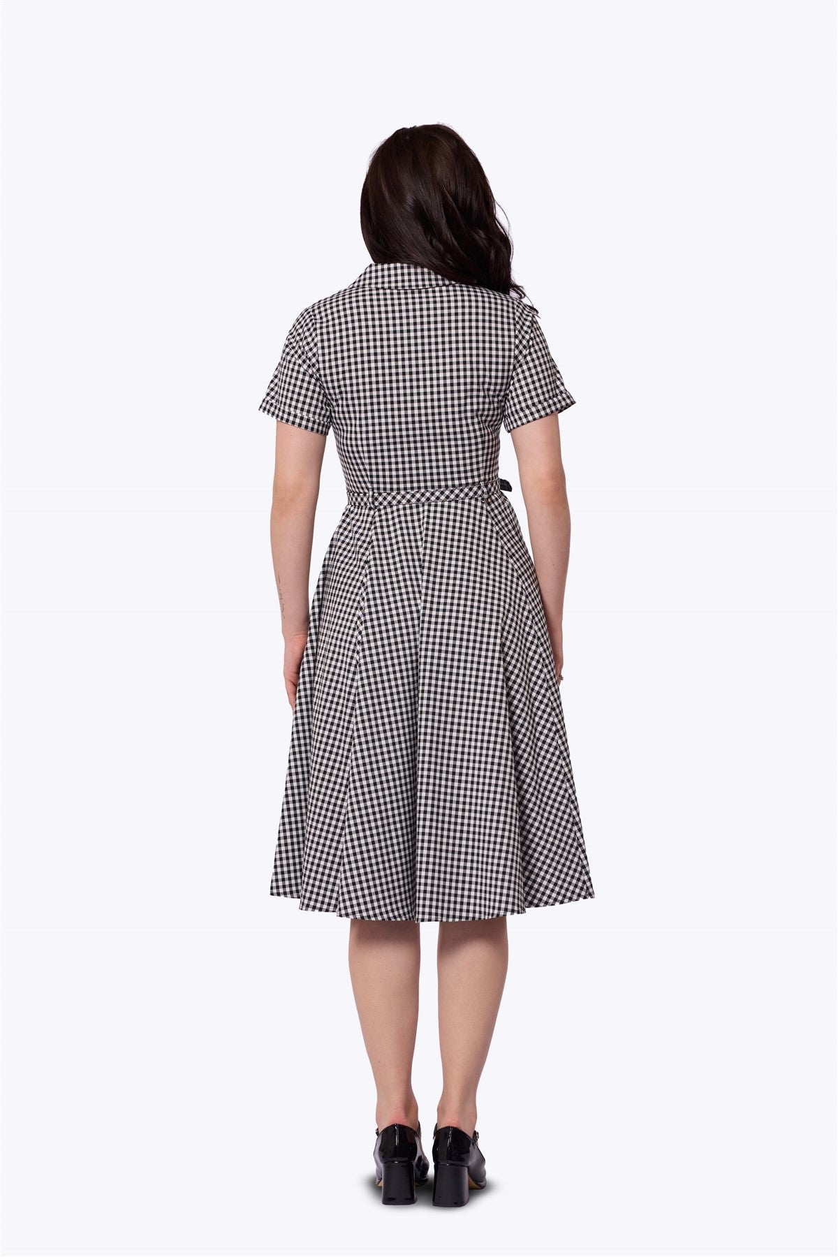 Caterina Black Gingham Swing Dress