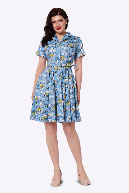 Caterina Blossom Birds Mini Dress