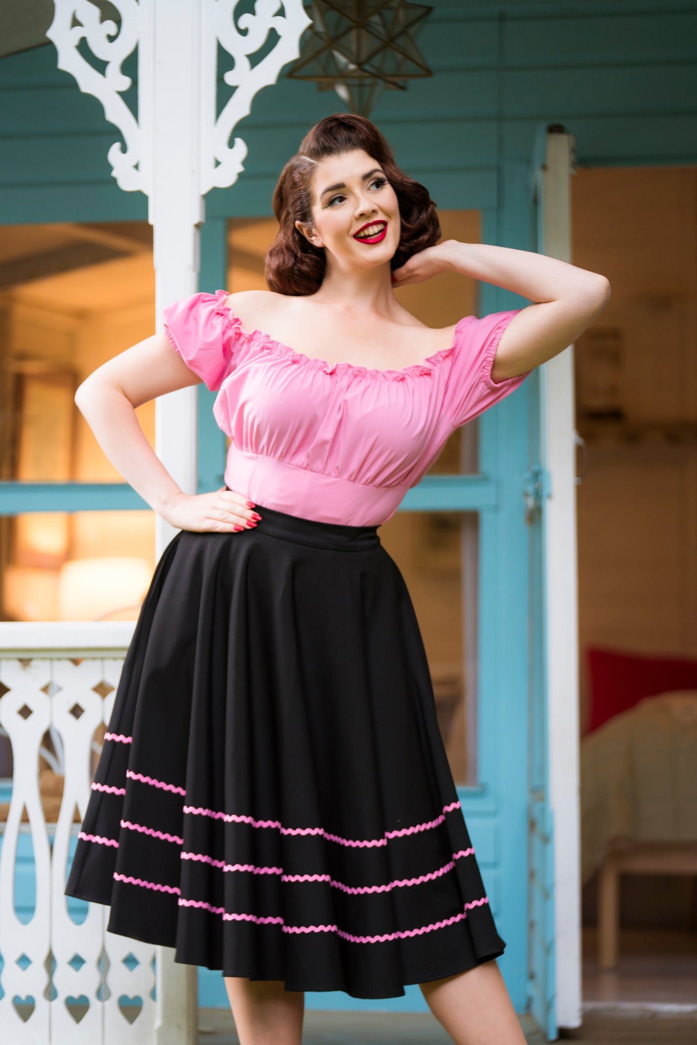 Swing Skirt Pink Pleated Skirt 50s Pink Petite Pleated Stretch