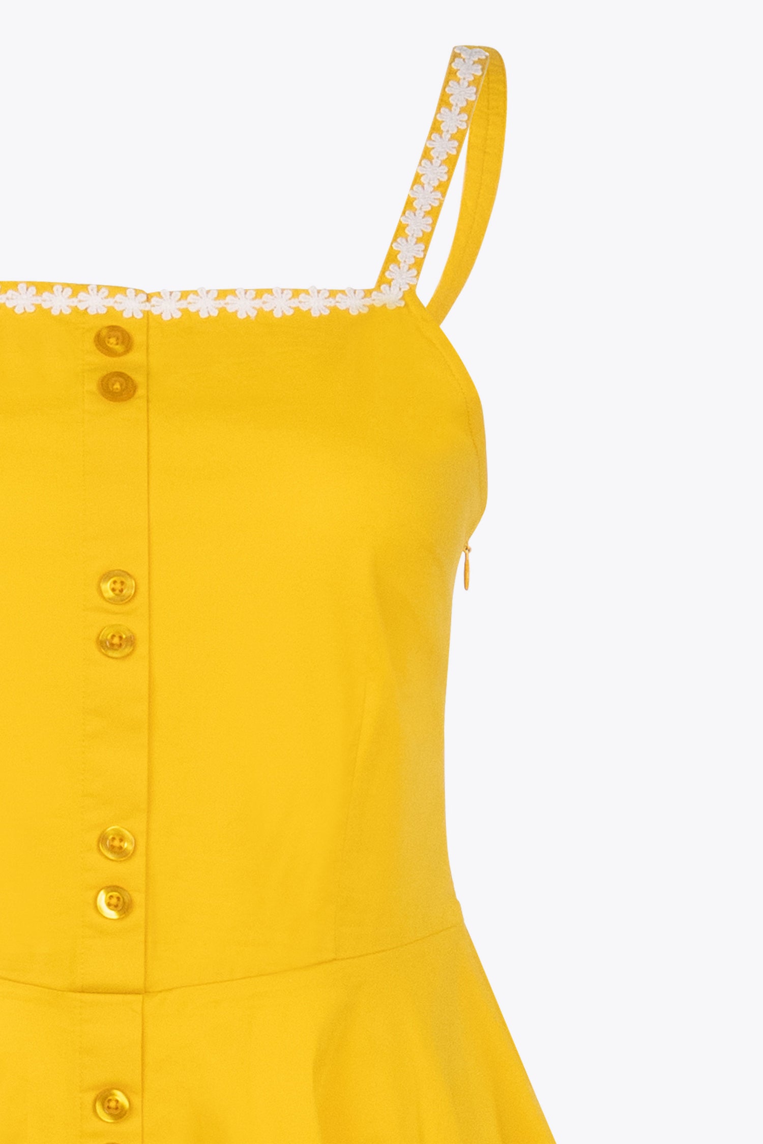 Morgana White Trim Yellow Swing Dress Morgana White Trim Yellow Swing Dress